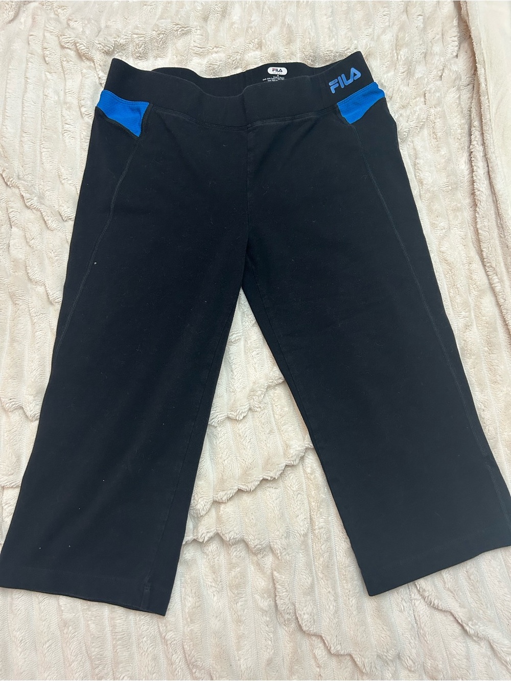 Fila Black Capri Pants with Blue Accents